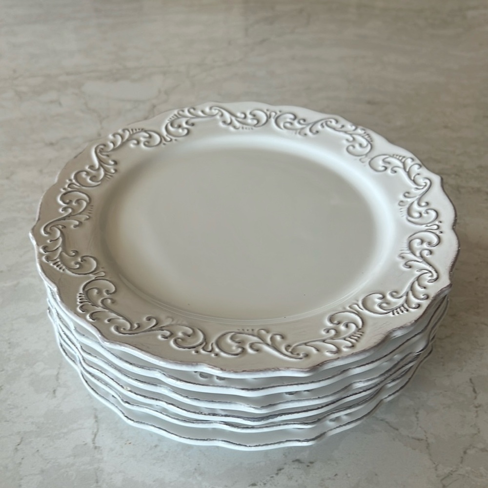 Pier 1 Antique Scroll China Set of Six Salad Plates